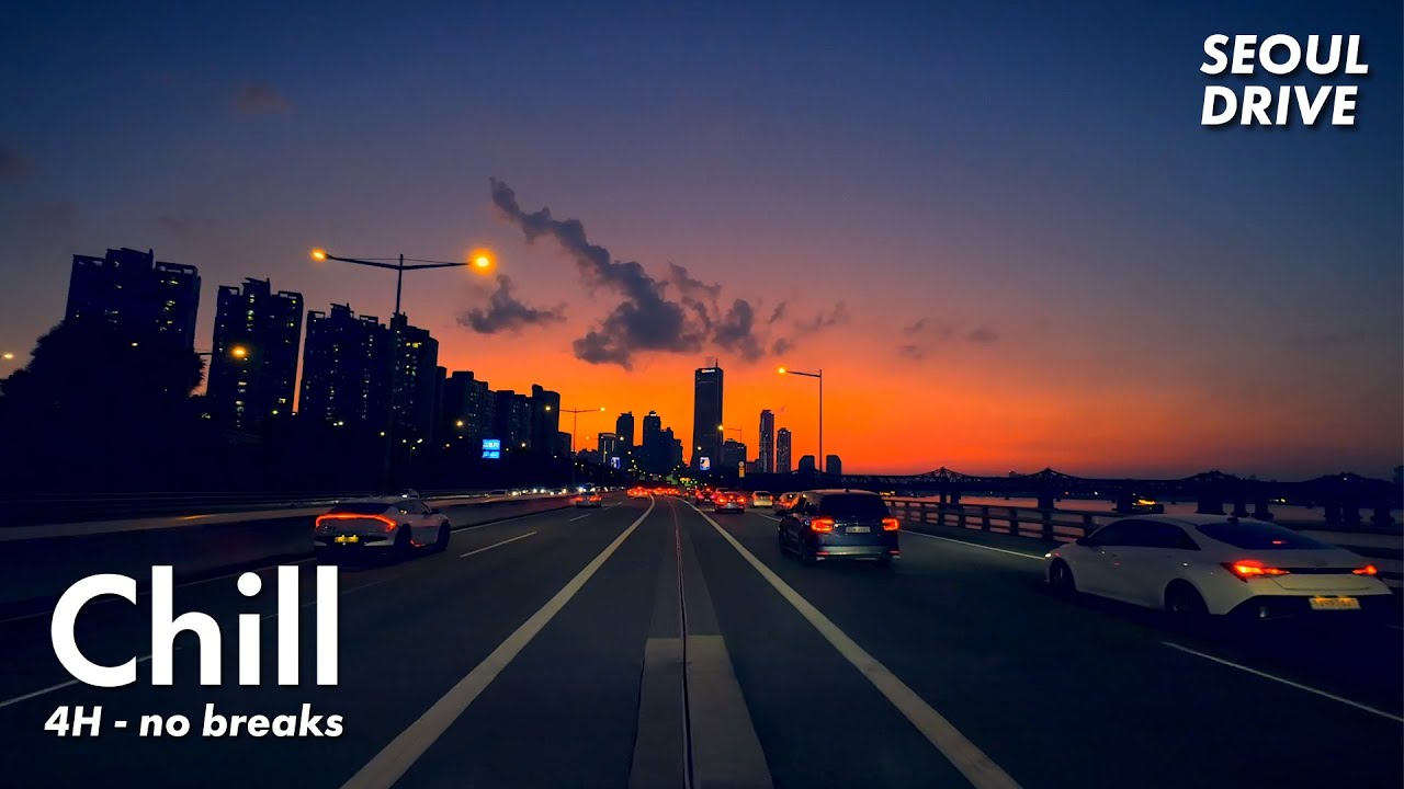 4Hours 4K Chill Jazz - Night Drive in Seoul Korea #gangnam #hangang #seoul #koreatravel