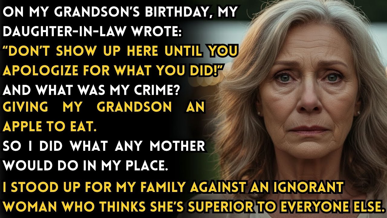 My Daughter-in-Law Banned Me Over an Apple. So I Exposed Her Affair at My Grandson's Birthday Party.