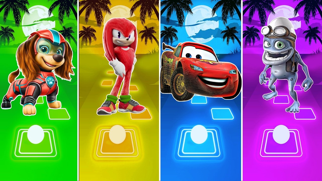 Paw patrol Chase 🆚 Knuckles 🆚 McQueen 🆚 Crazy frog in Tiles Hop EDM Rush Game Play🎶
