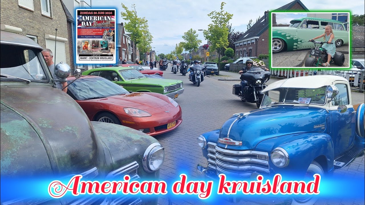 American day kruisland ronkende auto's en motoren