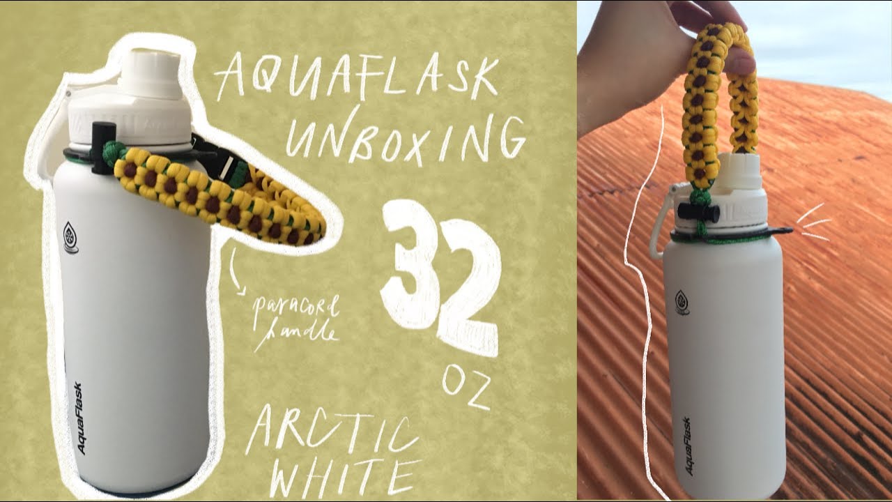 AquaFlask [32 oz, Arctic White] Unboxing + Paracord Handle (ASMR)