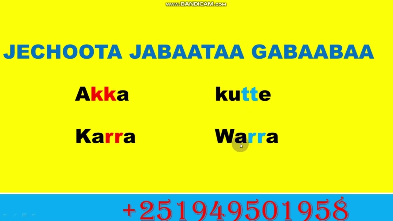 Barnoota Afaan Oromoo Jechoota Jabaataa Gabaabaa...