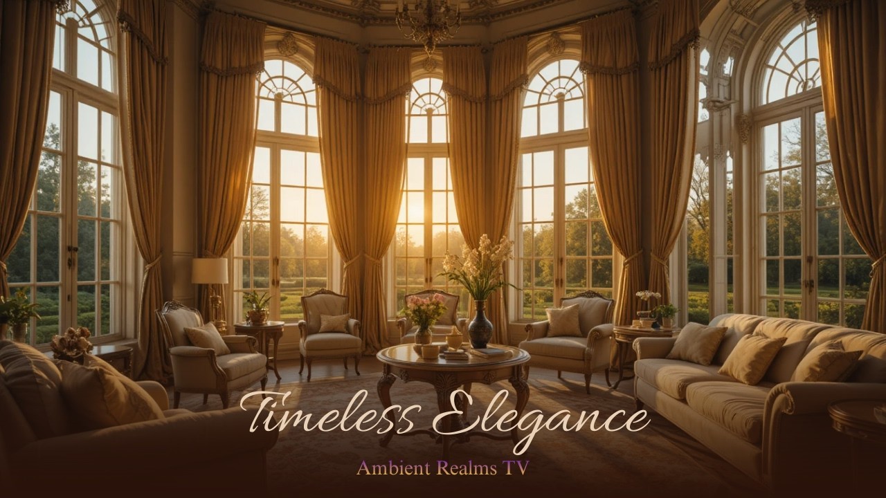 French Manor Living Room at Golden Hour ✨ | 4K Elegant Home Ambience (3 Hours)