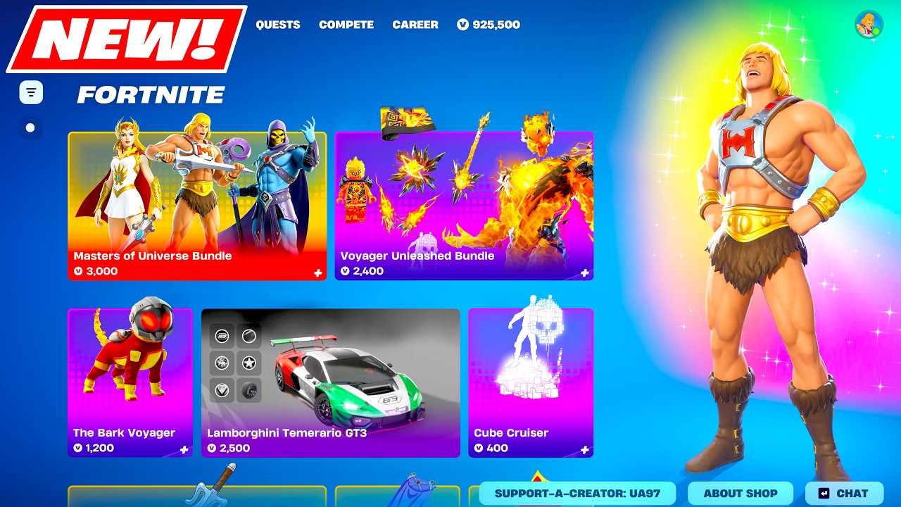 NEW Item Shop BUNDLES TONIGHT Showcase (Master of Universe, Voyager Unleashed, Lamborghini) Fortnite