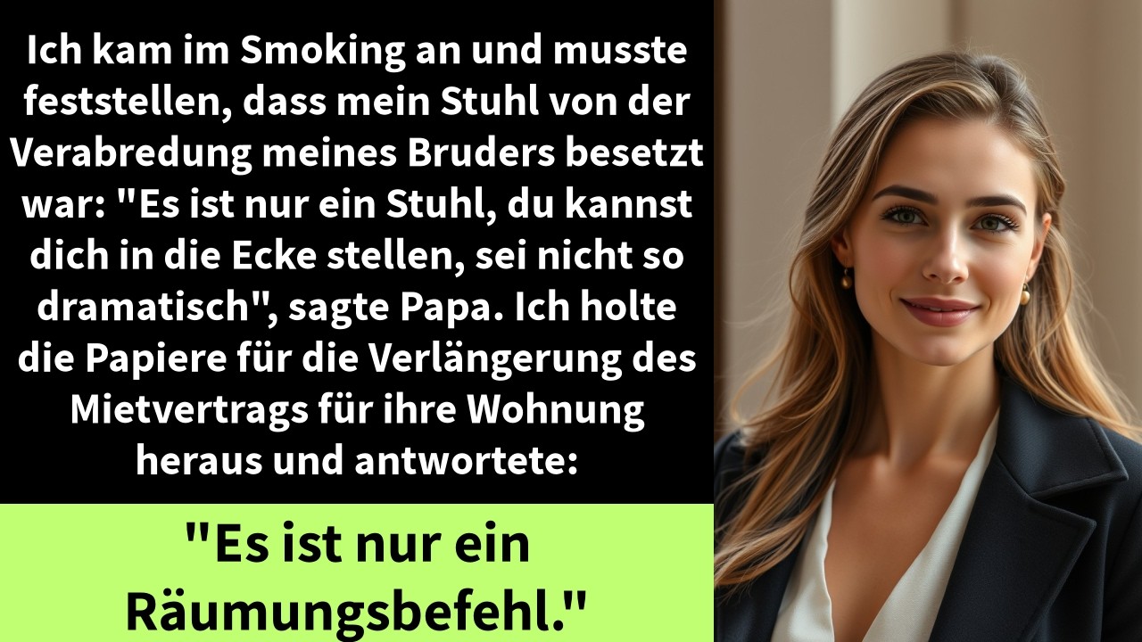 Ich kam im Smoking an und musste feststellen, dass mein Stuhl von der Verabredung meines Bruders