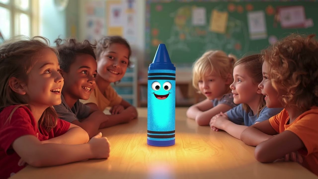 Short Moral Story: The Blue Crayon Brings Happiness