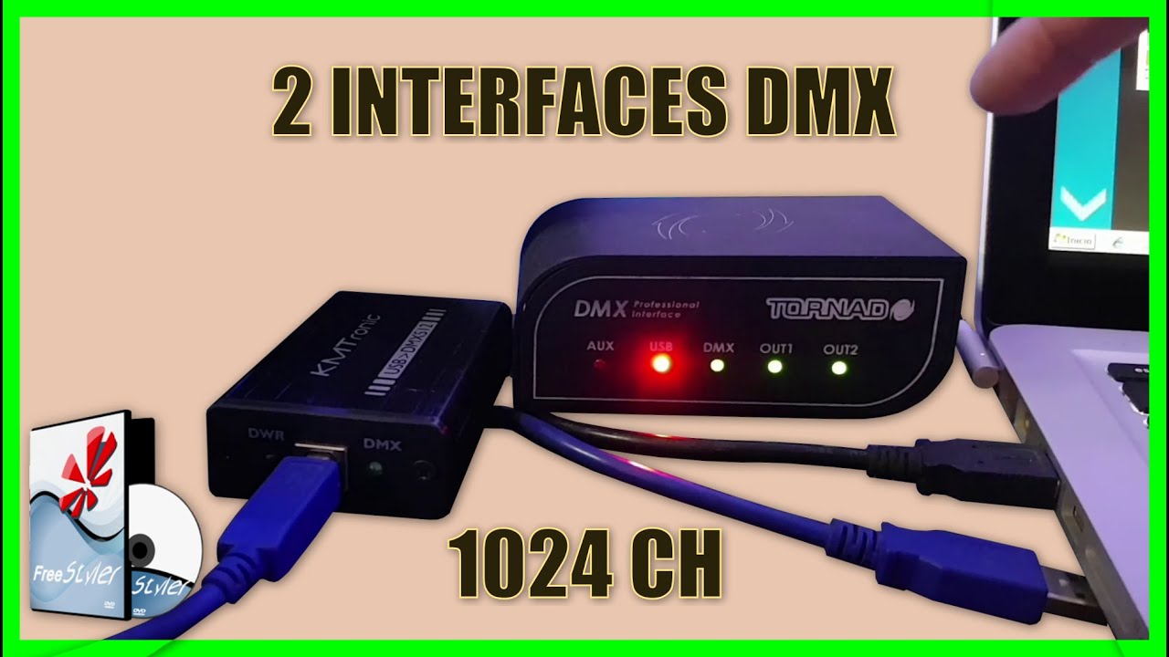 Freestyler con 2 Interfaces DMX USB (2 Universos - 1024 canales)