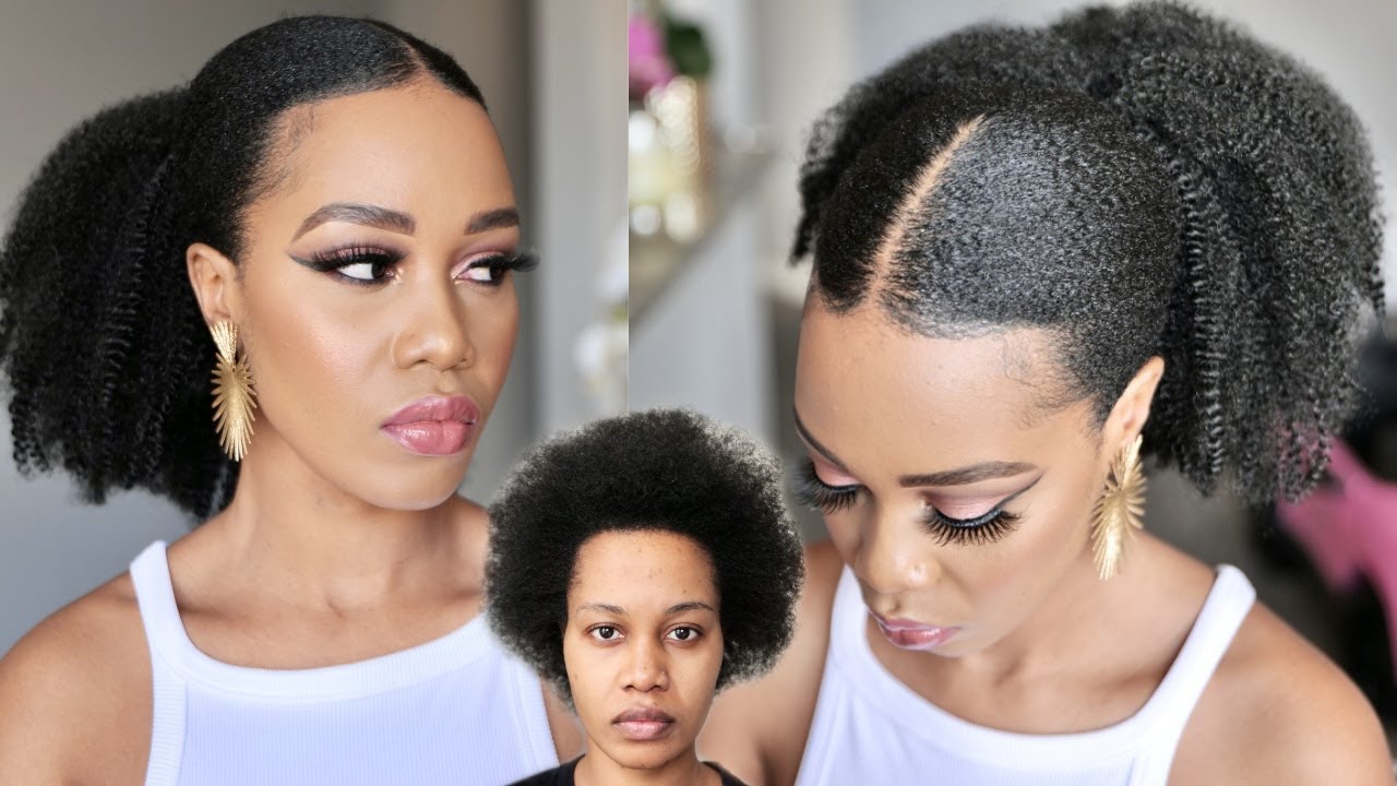 🔥HOW TO: Sleek Down Fluffy  Ponytail On 4C Natural Hair /$5 Protective Style /Tupo1
