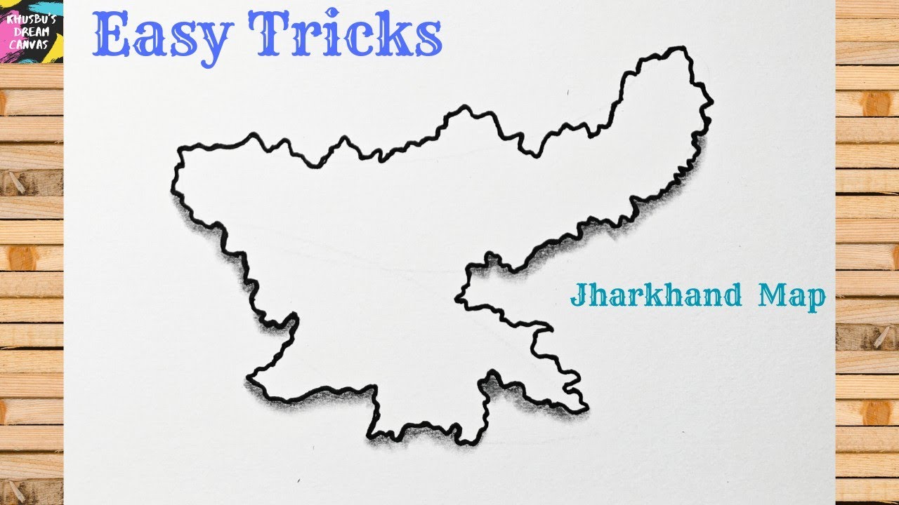 Jharkhand Outline Map Drawing &mdash; Easy Step-by-Step Tutorial