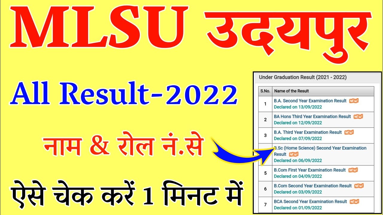 MLSU B.ed 2nd Year Result 2022 || Mohanlal Sukhadiya University Result 2022 Kaise Dekhe