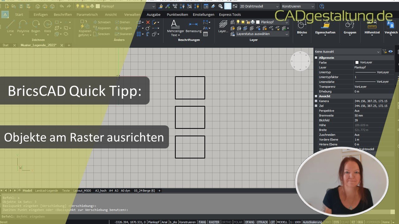 BricsCAD Quick Tipp: Objekte am Raster ausrichten