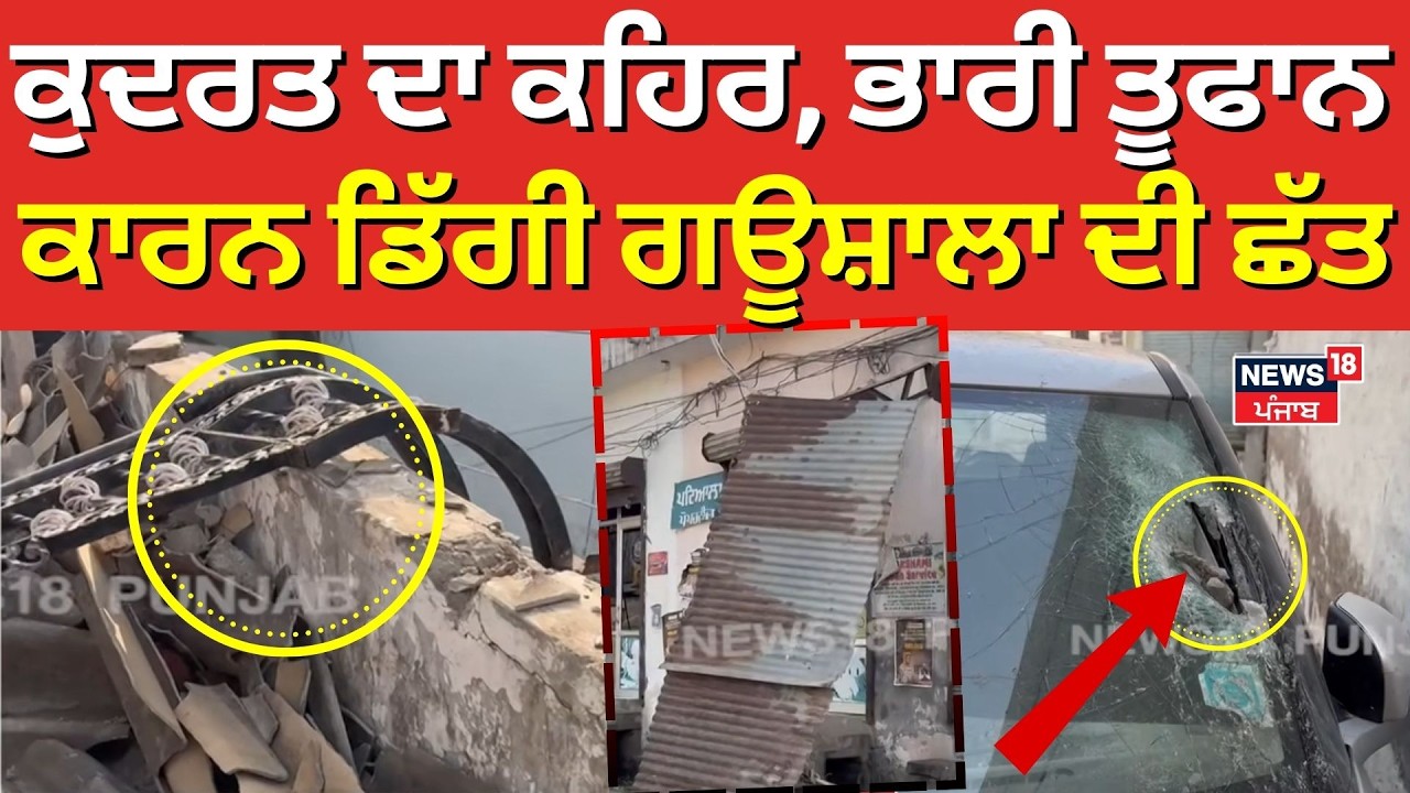 Lehragaga News | ਕੁਦਰਤ ਦਾ ਕਹਿਰ, ਭਾਰੀ ਤੂਫਾਨ ਕਾਰਨ ਡਿੱਗੀ ਗਊਸ਼ਾਲਾ ਦੀ ਛੱਤ | Roof Collapse | N18V