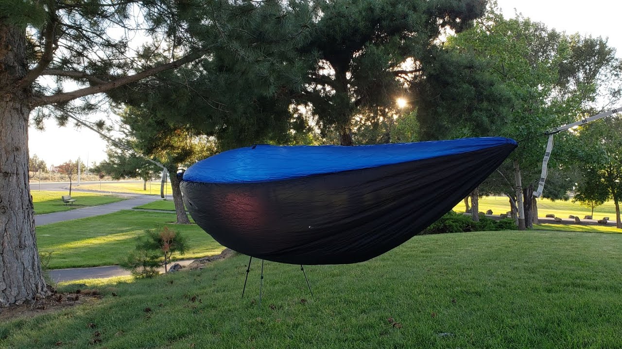 Adjusting a fixed ridgeline shorter using a larks head. Hammock end channel tuning part 1