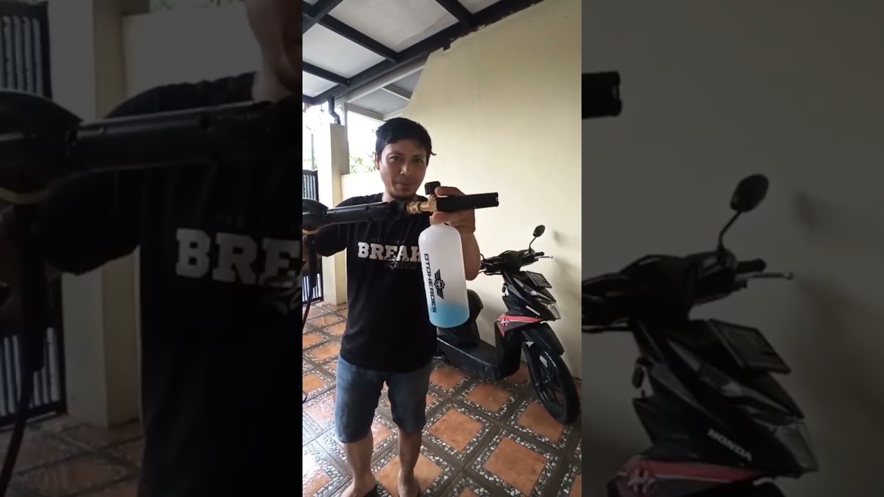 Cobain foam lance dengan menggunakan unit karcher