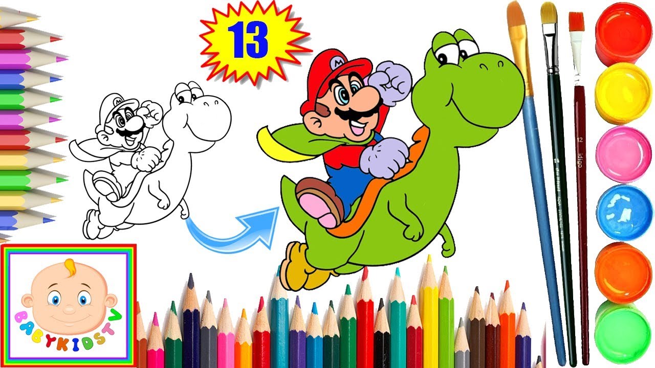 Teaching  Drawing for Kids | How to drawing and paiting MARIO | Coloring pages for children's baby
