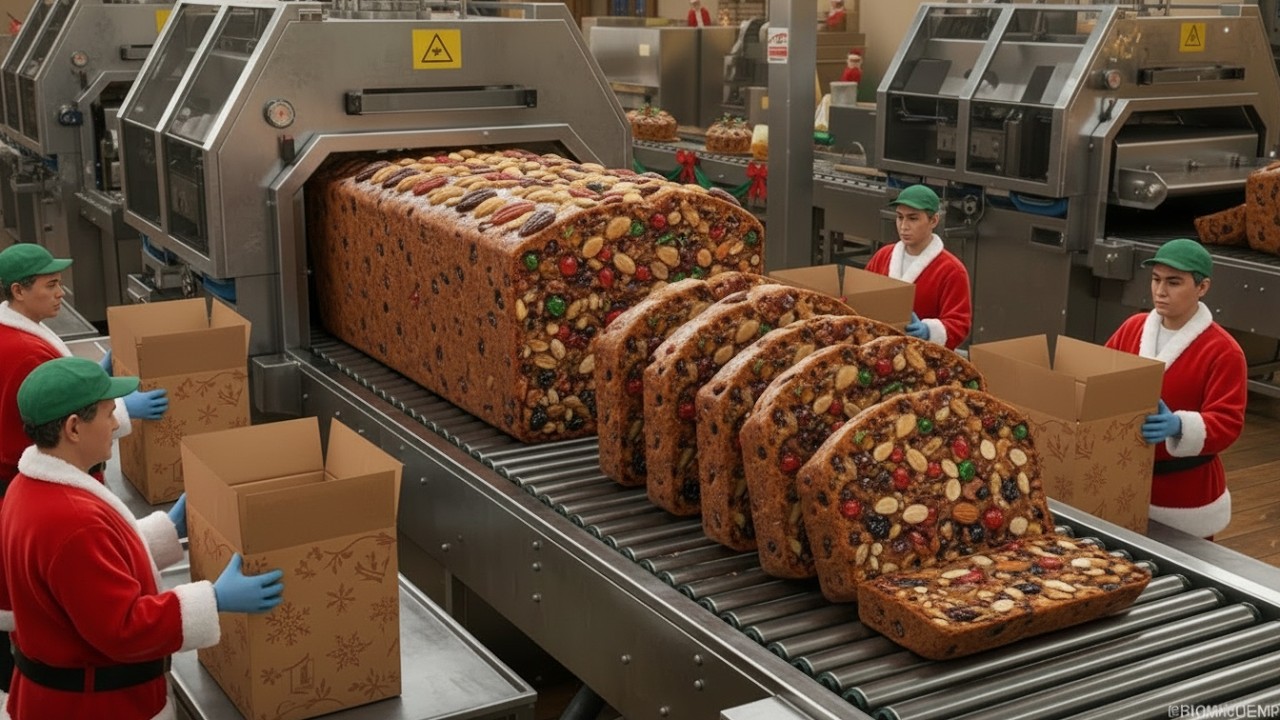 Inside the Christmas Cake Factory: The Hidden Process Behind Holiday Fruit Cakes (Full Process)