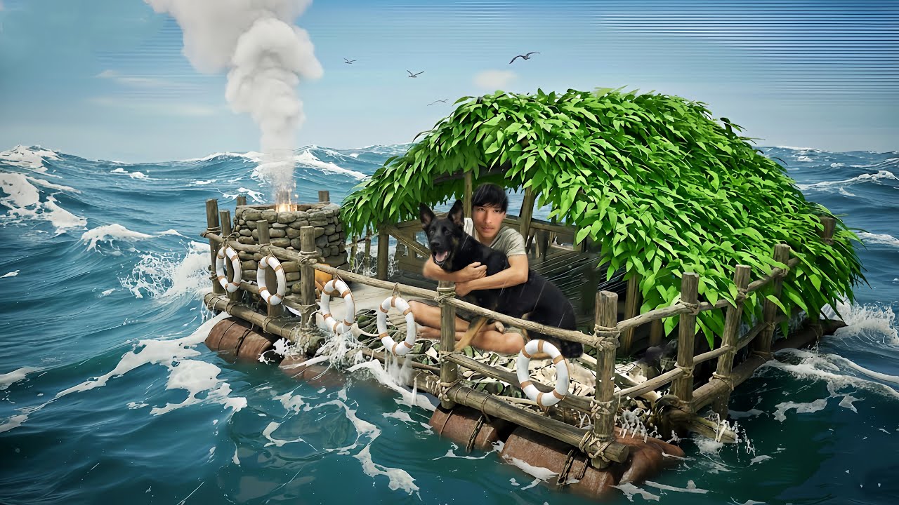 Floating Trash Survival Raft (Ep6) | My Dog Helps Me Catch an Octopus and Cook Seafood on the Ocean