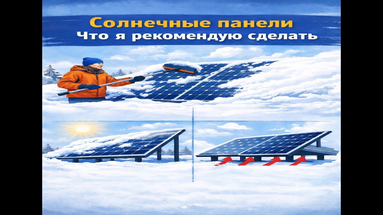 Снег, лёд и мороз. Ошибка, которую не рекомендую допускать с солнечными панелями