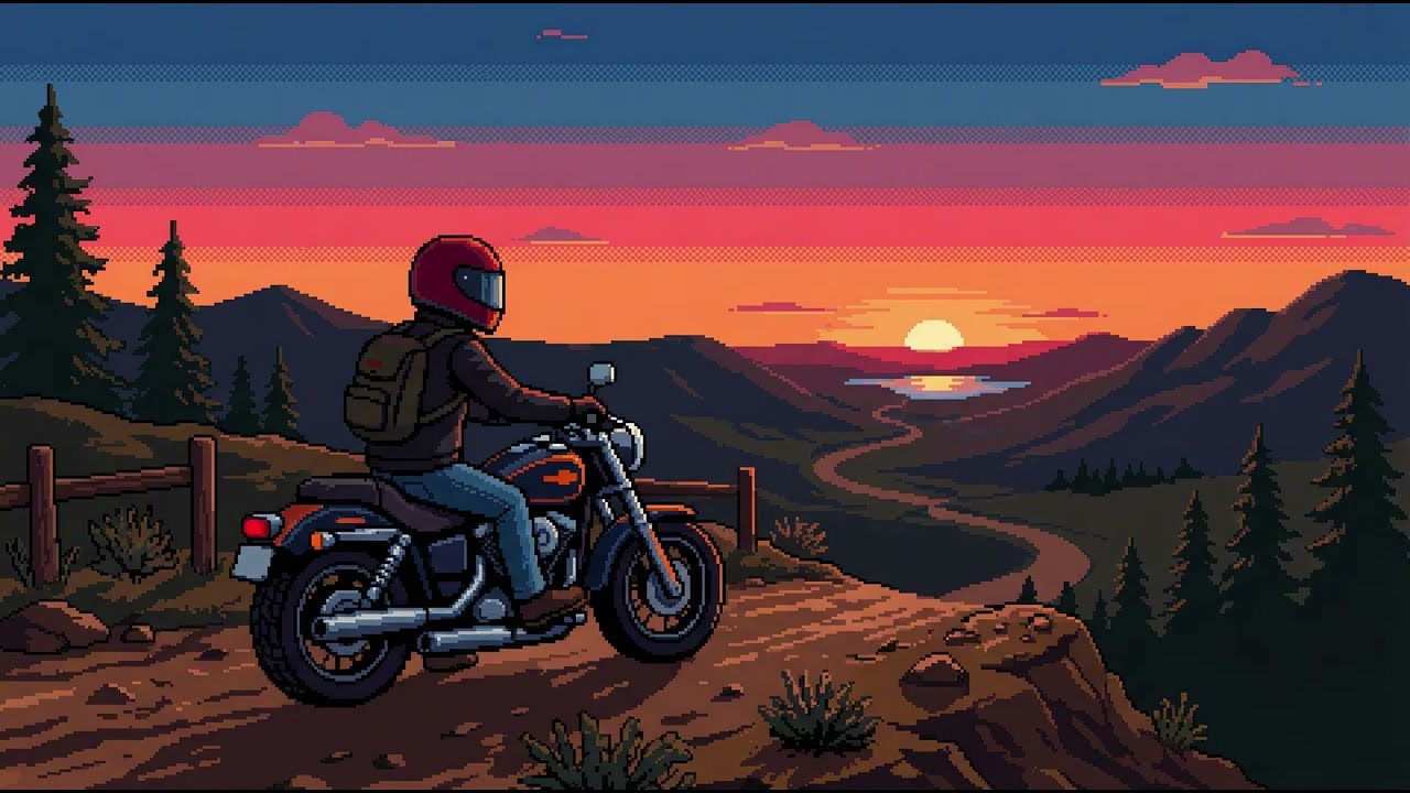 All you need is a motorcycle and a sunset