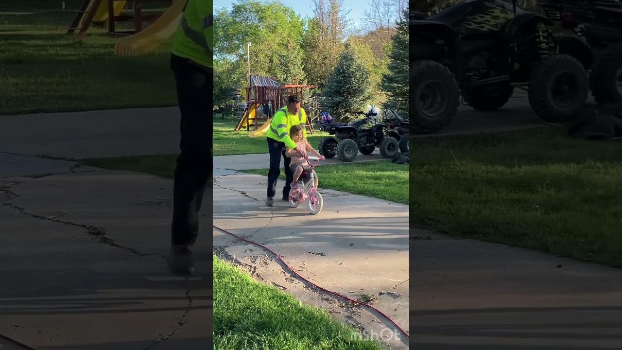 Cady learning to ride her bike without training wheels! #family #adventure