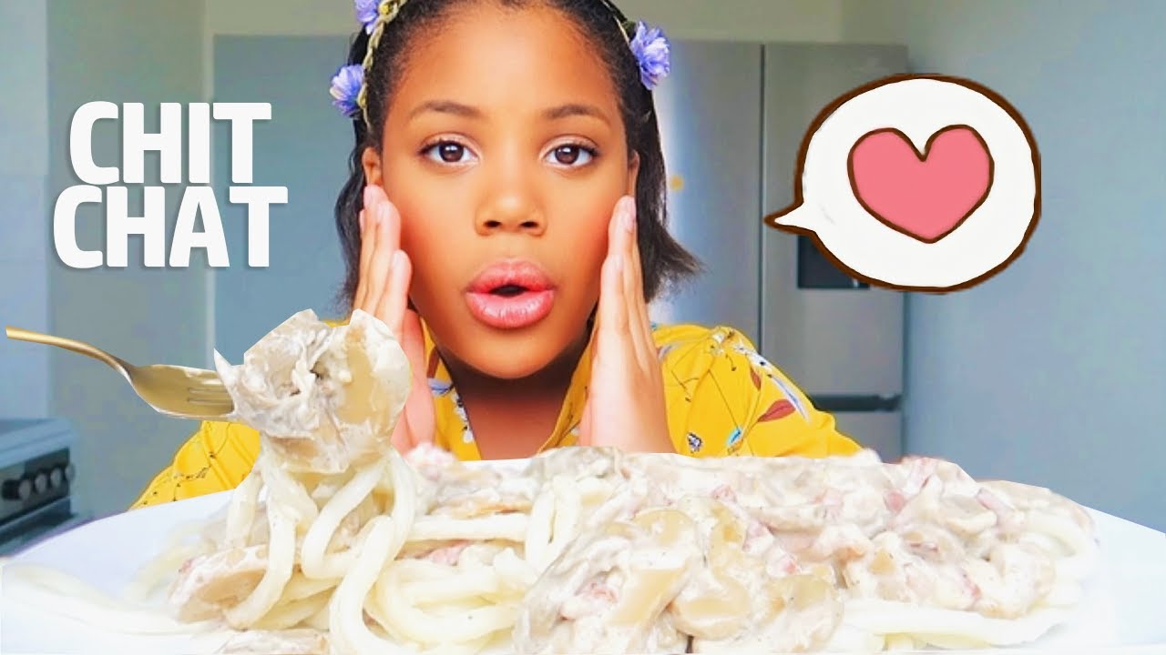UDON CREAMY CARBONARA MUKBANG