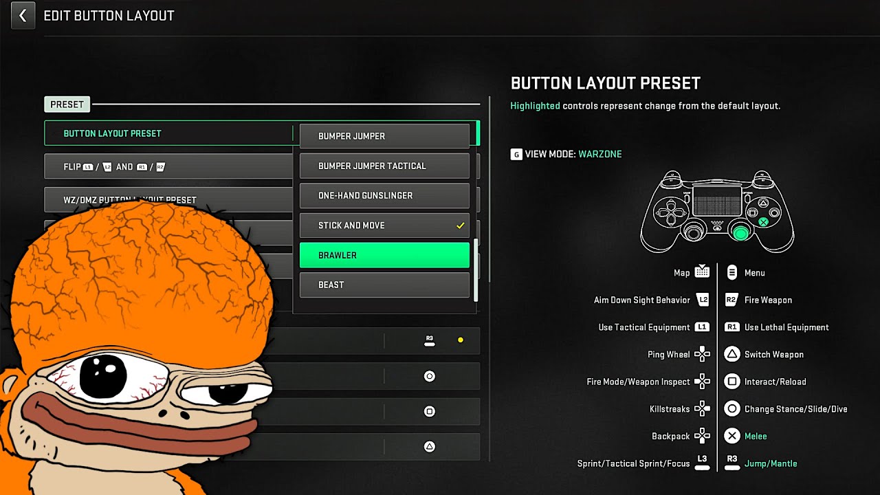 big brain settings for warzone 2