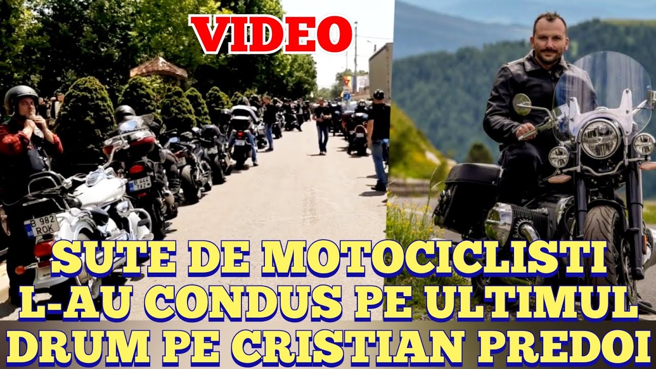 Sute de motociclisti la inmormantarea cunoscutului vlogger Cristian Predoi. Momente emotionante