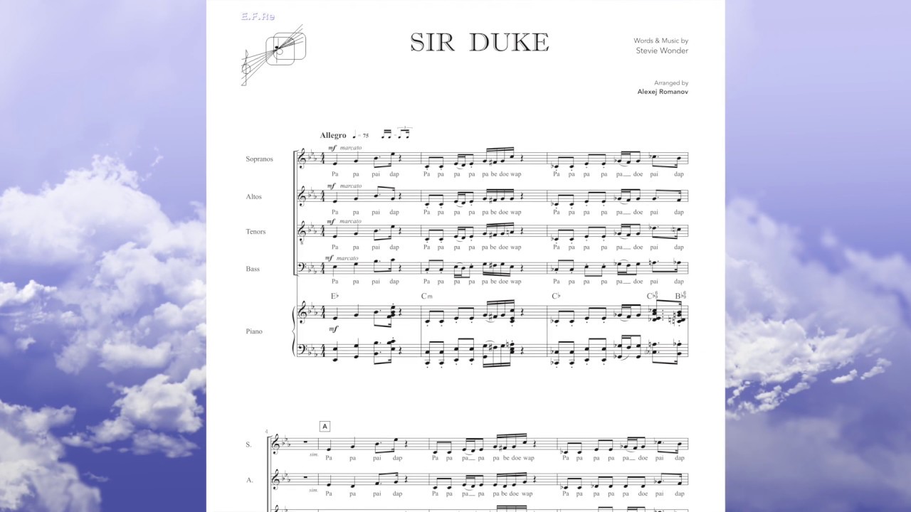 Sir Duke (Stevie Wonder) - SATB & Piano - Arr. by Alexej Romanov