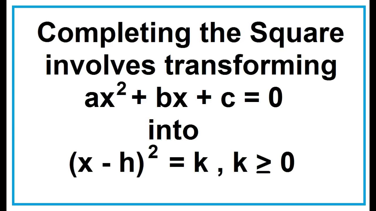 How to derive the Quadratic Formula