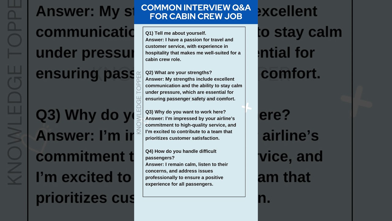 4 Most Common Job Interview Questions and Answers For Cabin Crew
