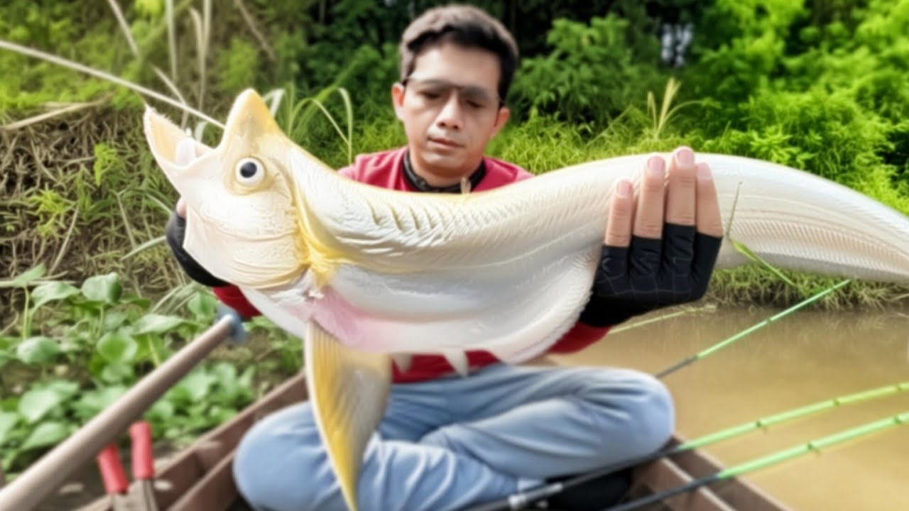 Prawn, fish, and rain. River fishing from a boat
