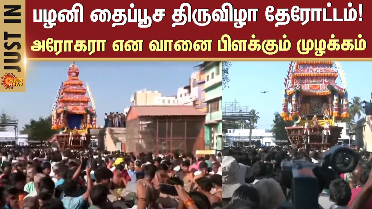 Palani Live | Thaipusam Festival At Palani Murugan Temple | பழனி தைப்பூசத் திருவிழா தேரோட்டம்!