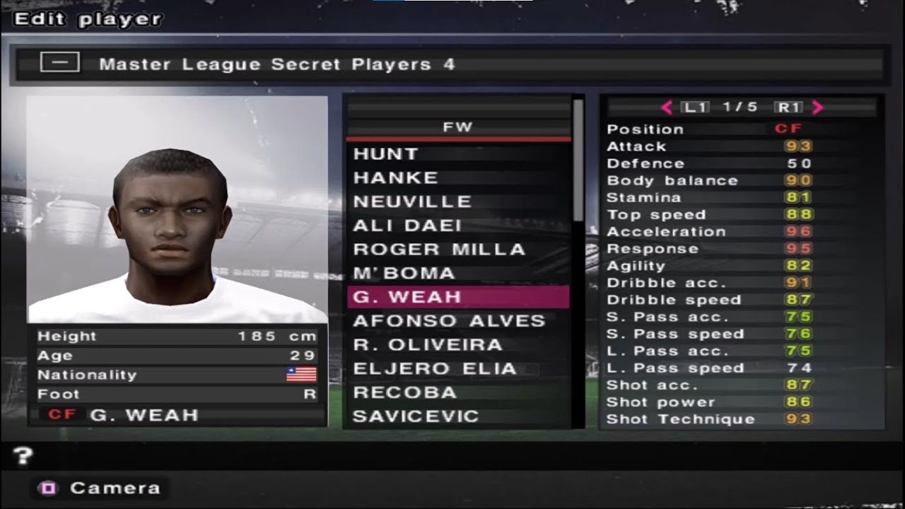 PES 2010 - Jogadores Secretos da Master Liga 4 - Stats - PS2