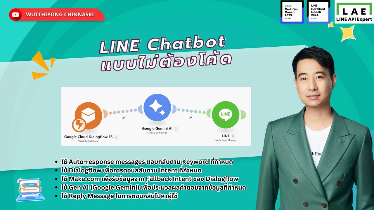 Integrating LINE Chatbot with Dialogflow and Gemini AI via Make.com