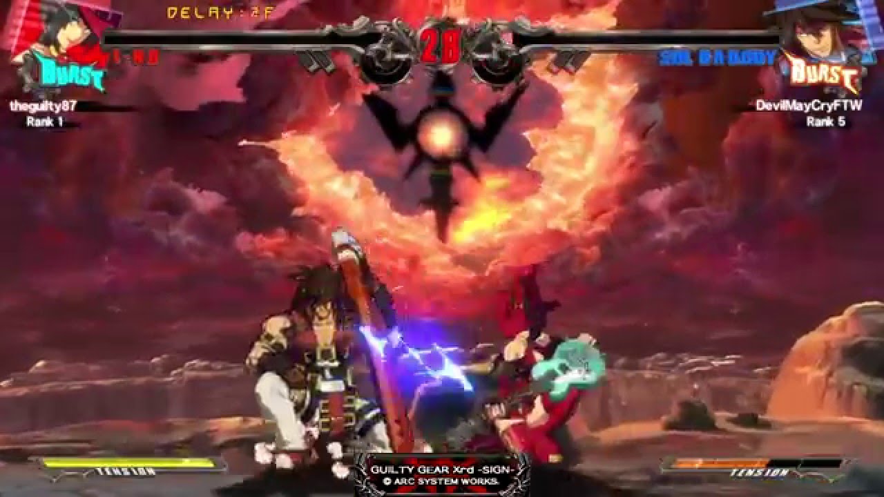 Guilty Gear Xrd online match I-no vs Sol