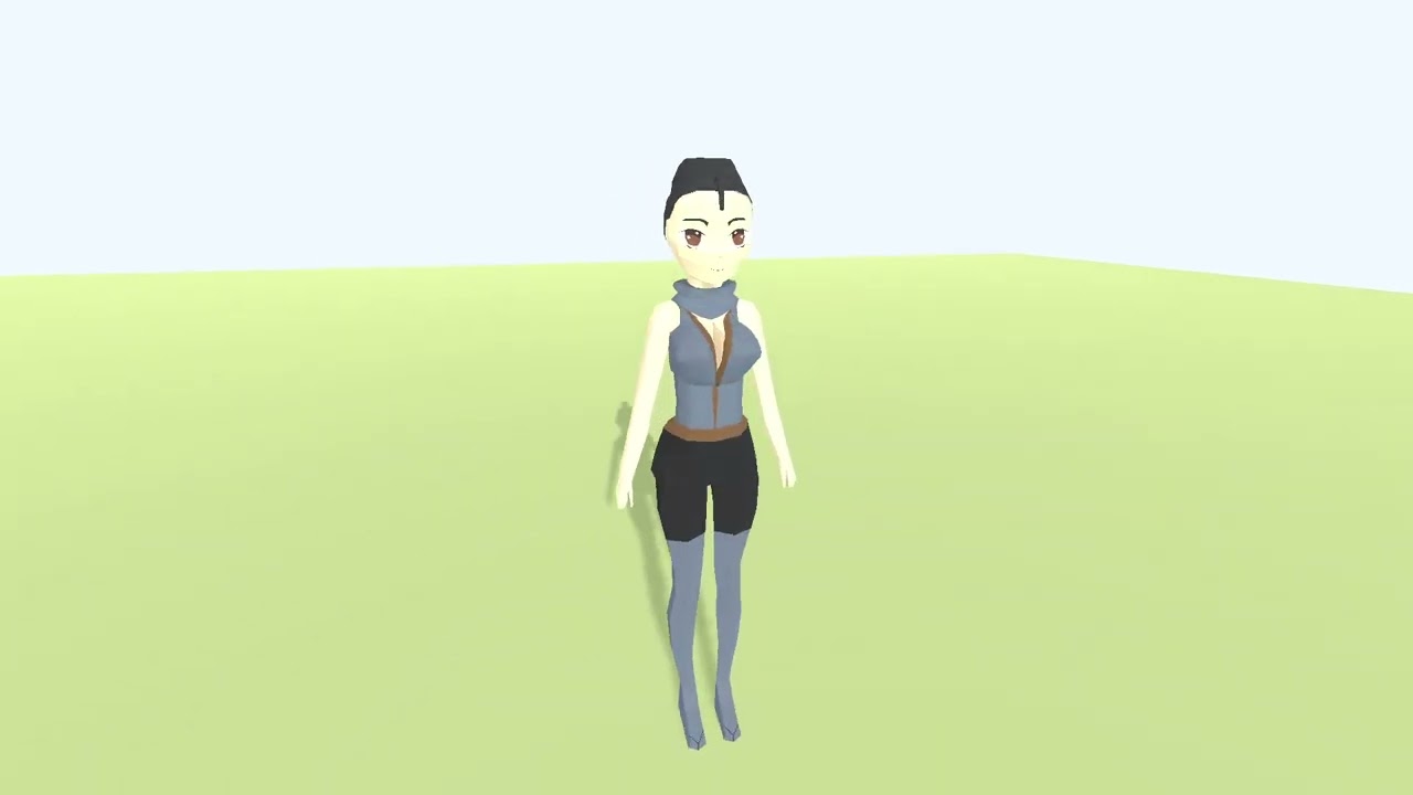 A Low Poly Anime Girl Model In Blender