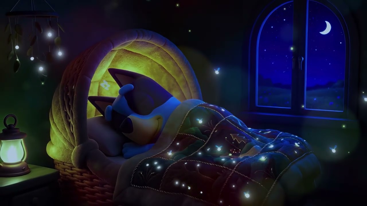 NO ADS Relaxing Piano Music ✨ Cozy Bedtime Night Sounds | Bluey Sleeping Peacefully