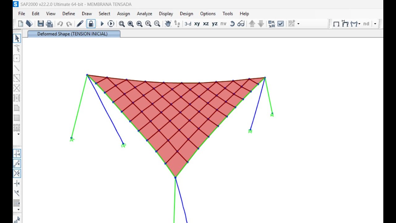 SAP2000 - ANALISIS Y DISEÑO DE TENSO ESTRUCTURA- (VELARIA )-ANALISIS NO LINEAL  ‐ PART#1