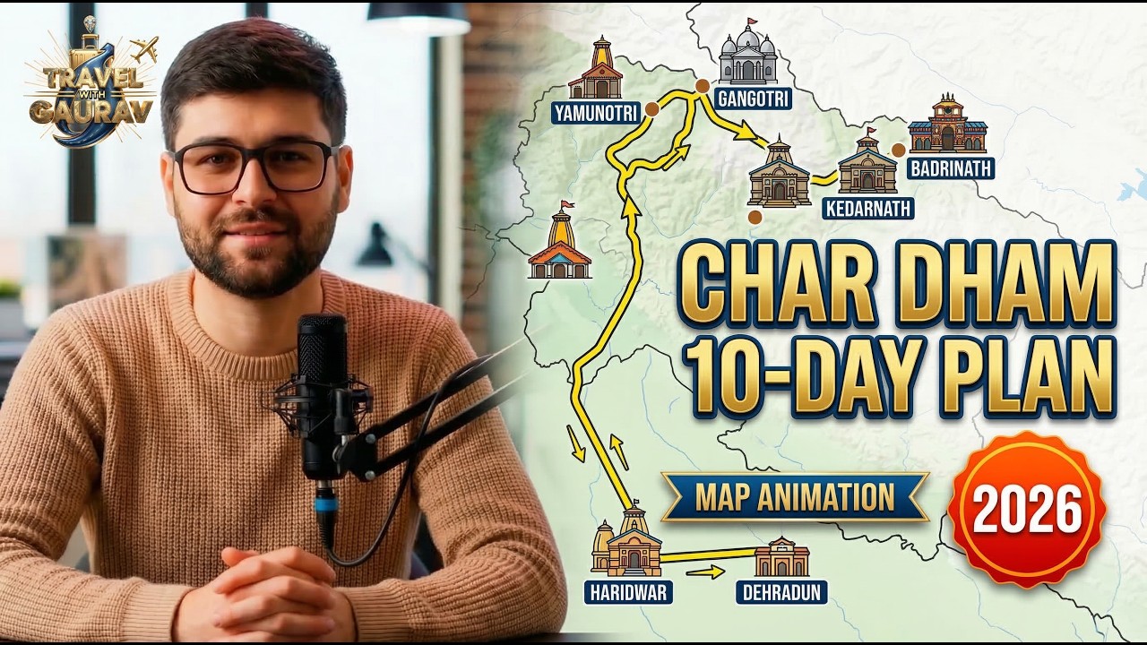 Char Dham Yatra 2026 (Hindi) Complete Guide | 10 Days Itinerary | Map Animations | Routes & Tips