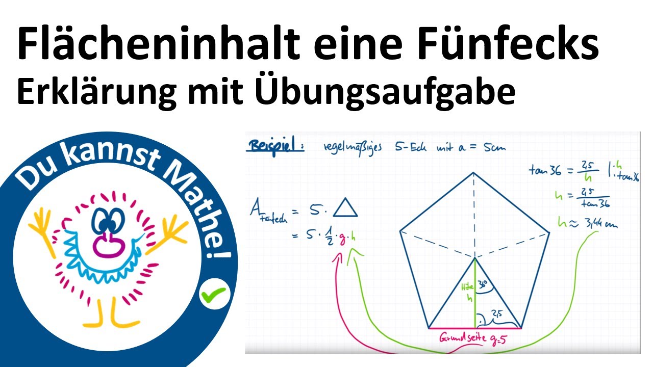 Flächeninhalt eines regelmäßigen n-Ecks, regelmäßiges Fünfeck