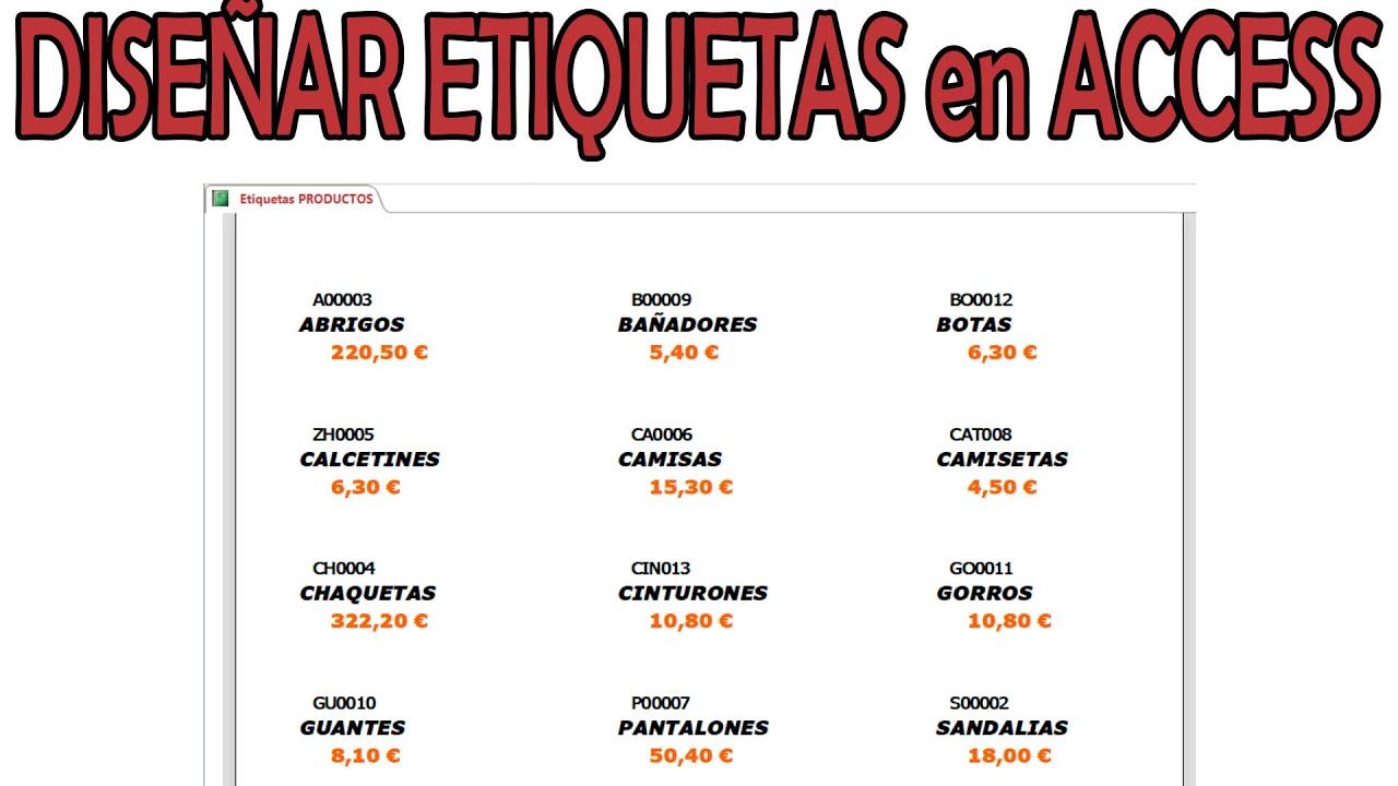 DISEÑAR ETIQUETAS en ACCESS