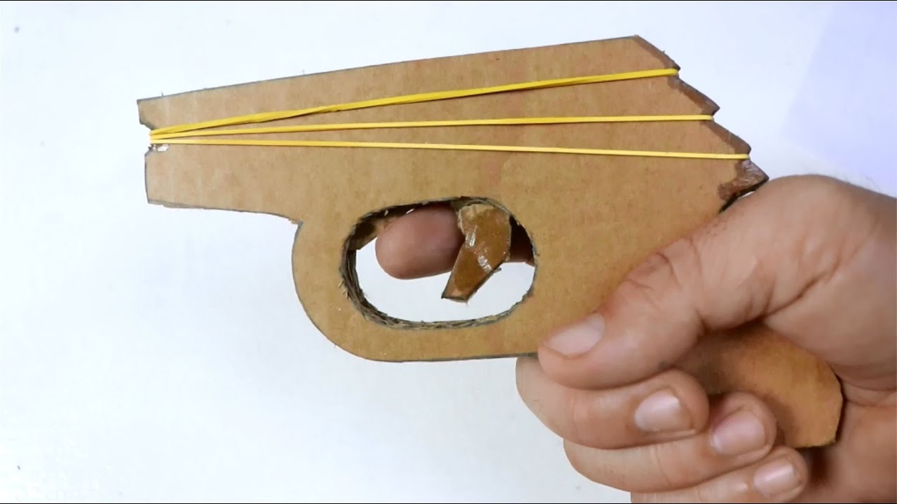 How to Make Rubber Band Gun pistol from Cardboard / Tutorials from Cardboard / DIY Gun with TEMPLATE