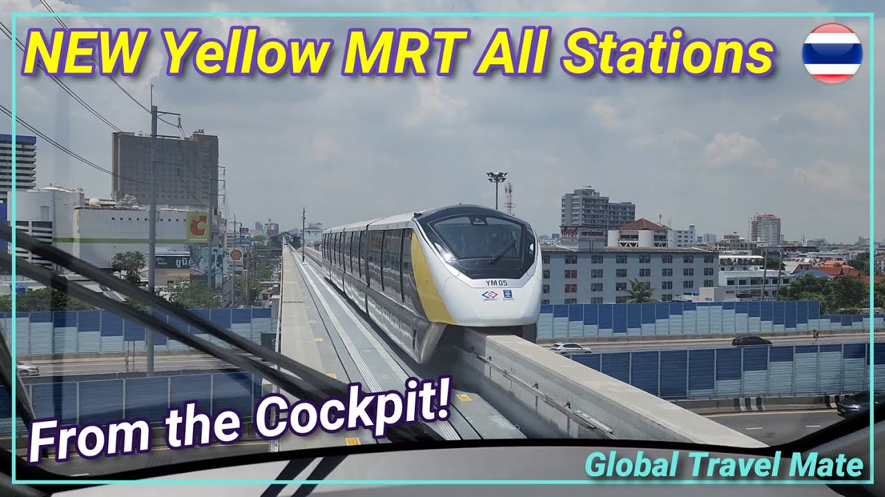 Bangkok MRT Yellow Line Monorail Cockpit View All 23 Stations