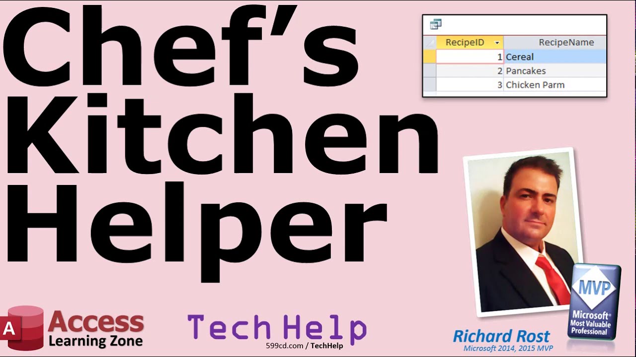 Chef's Kitchen Helper. Using Microsoft Access to Determine Possible Meals Based on Available Stock.