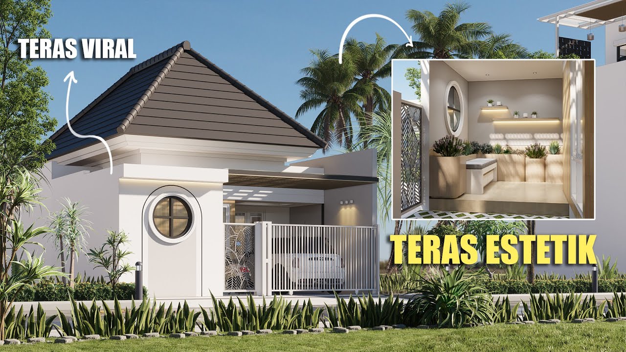 Renovasi rumah subsidi 7x12 meter 3 kamar tidur dengan desain teras depan viral !