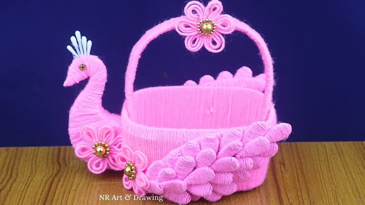 Amazing Peacock Basket with Yarn | Easy DIY Craft Ideas for Home #diy #handmade