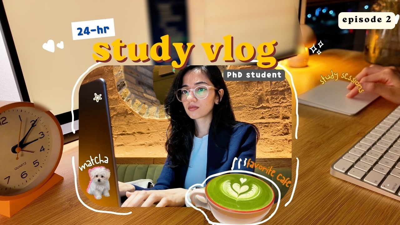study vlog | 3 AM productive work day, pomodoro sessions, phd student, cafe studying