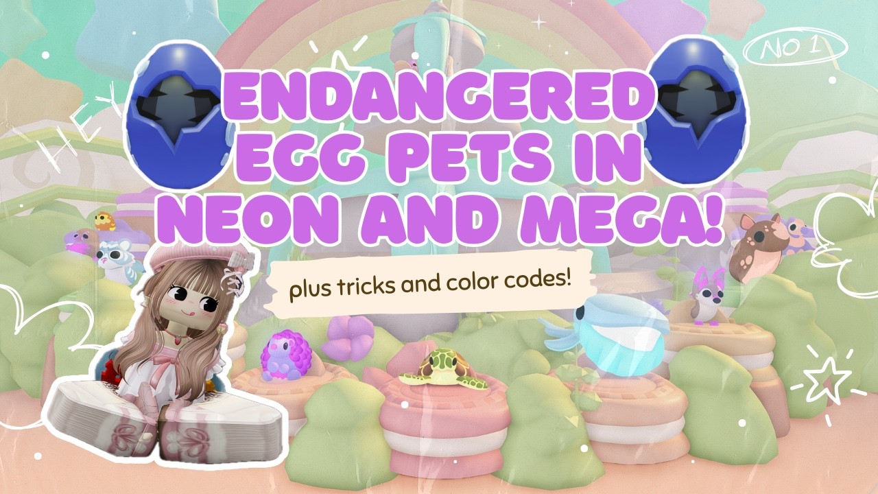All New Endangered Egg Pets – Neon and Mega,  plus Tricks & Color Codes! #adoptme #robloxadoptme