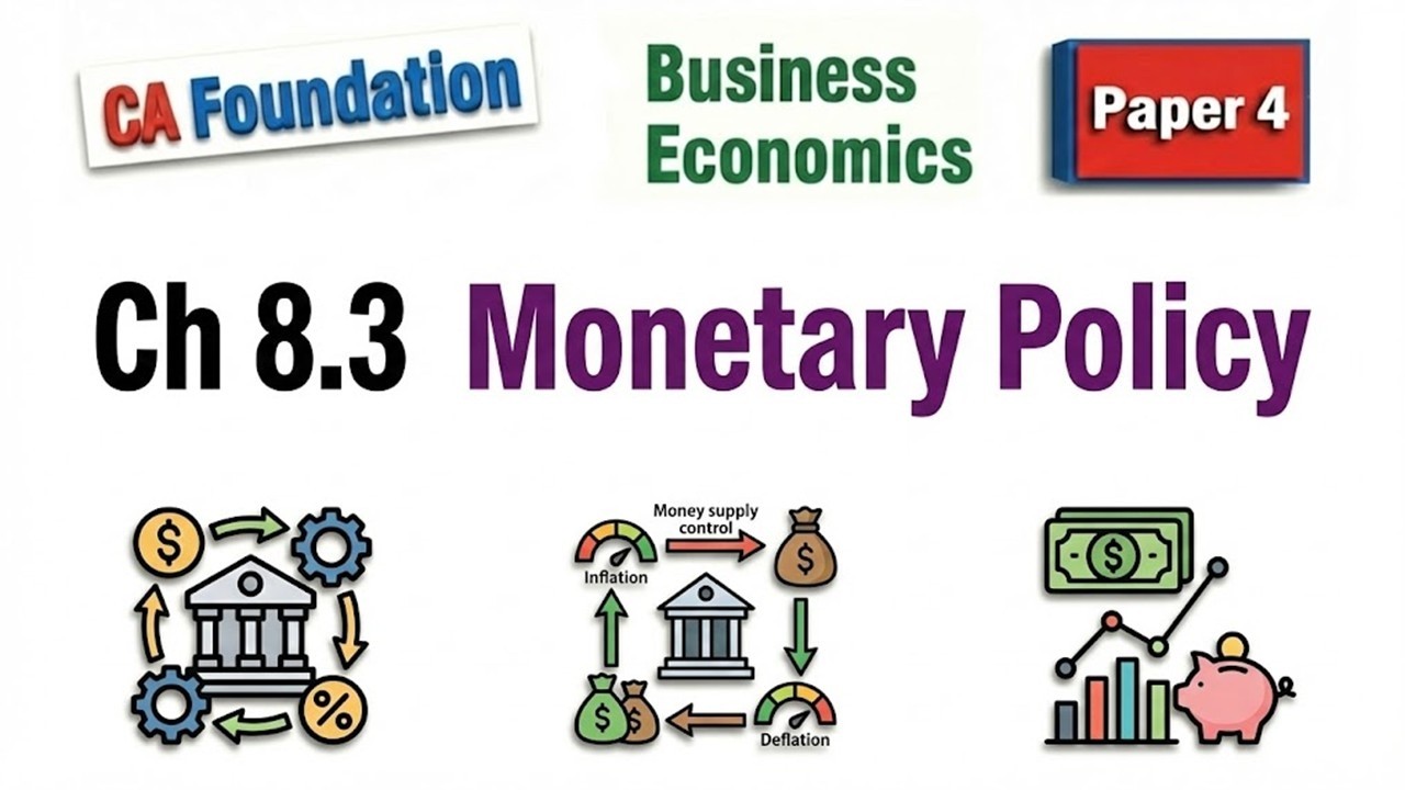 🎓CA Foundation | Paper-4 | Ch-8.3 | Monetary Policy | 📈Business Economics