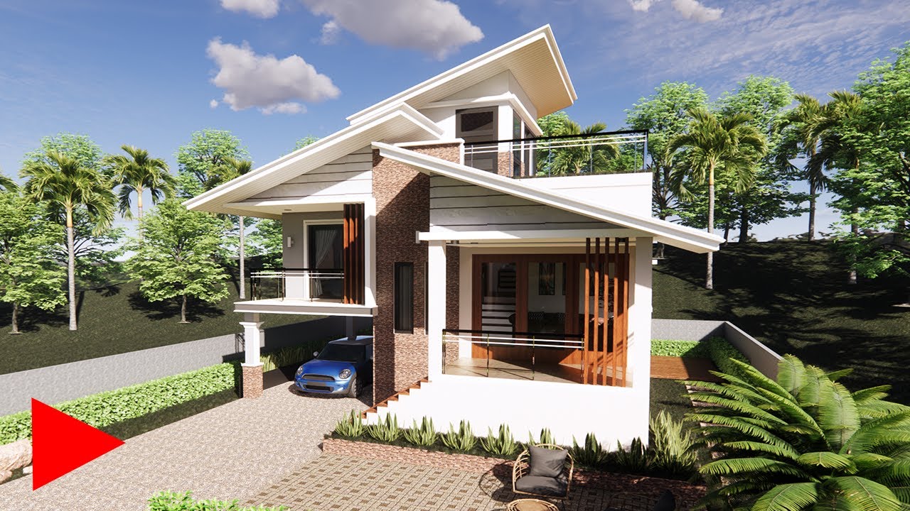 TWO STOREY HOUSE DESIGN WITH ROOF DECK  ( VACATION HOUSE )